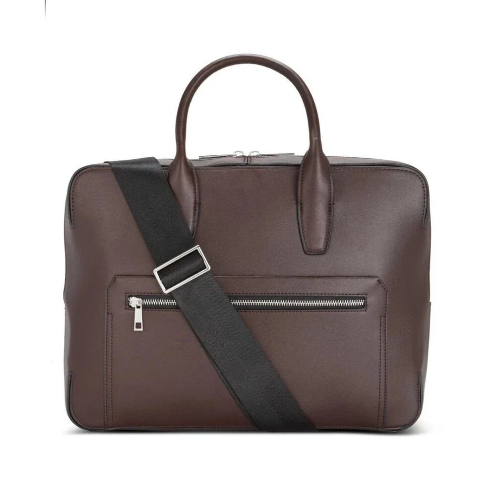 ALFANI Briefcase Brown Faux Leather Messenger Bag Laptop Crossbody